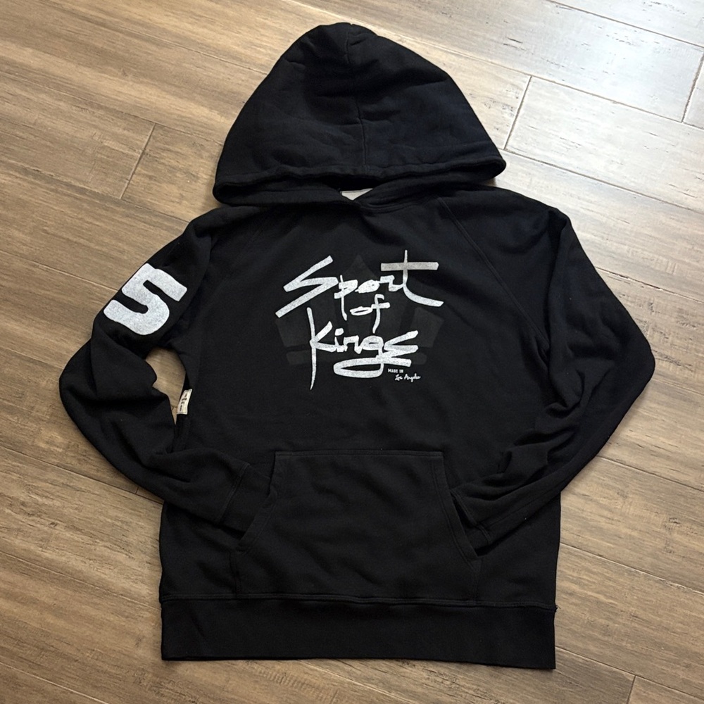 Black "Sport of Kings" Graphic Hoodie with Silver Accents